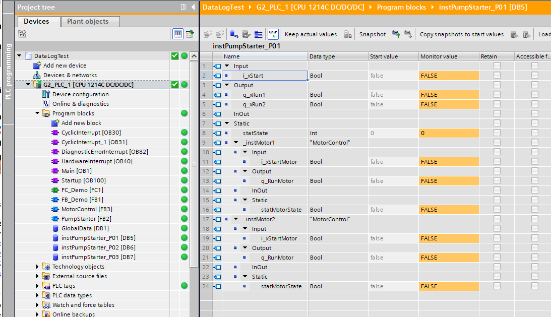 Instance DB content view in online monitor — multi-instance state visible inside the parent&rsquo;s DB