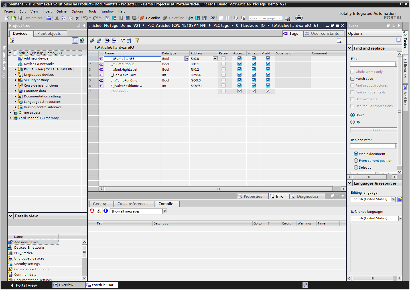 PLC Tags in TIA Portal and the Hardware Address Space